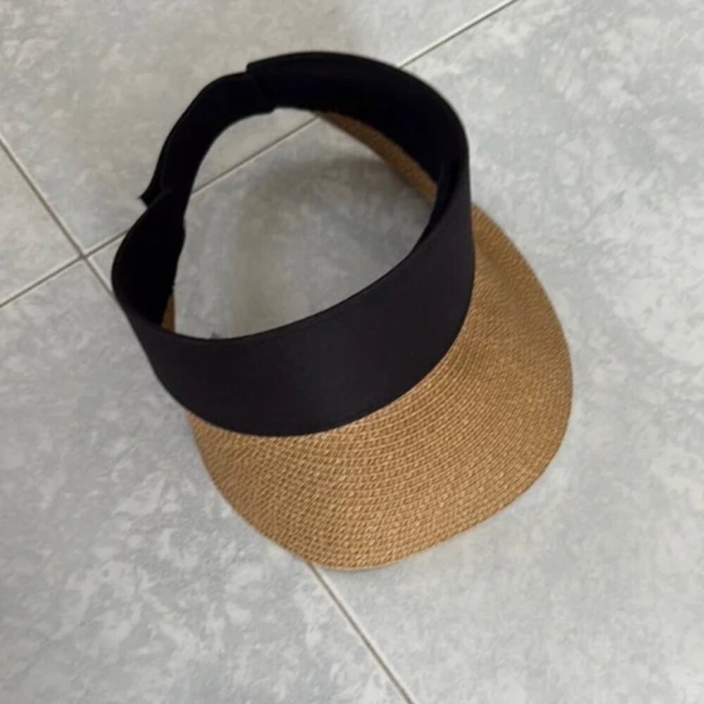 Black and straw women's sun visor - Picture 4 of 8
